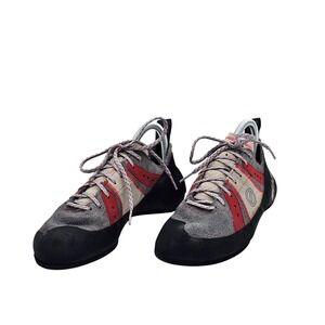 Scarpa Climbing Shoes Mens Size 8.5 Red Gray Lace Up Suede Performance Rock Gym